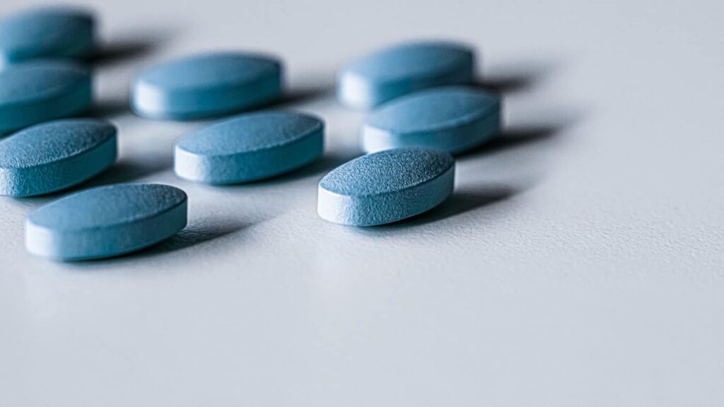 Close-up of Xanax tablets on table