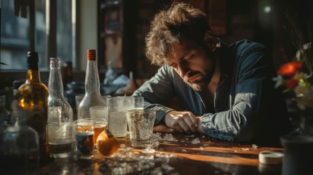 Man experiencing the risks and side effects of mixing alcohol and Accutane