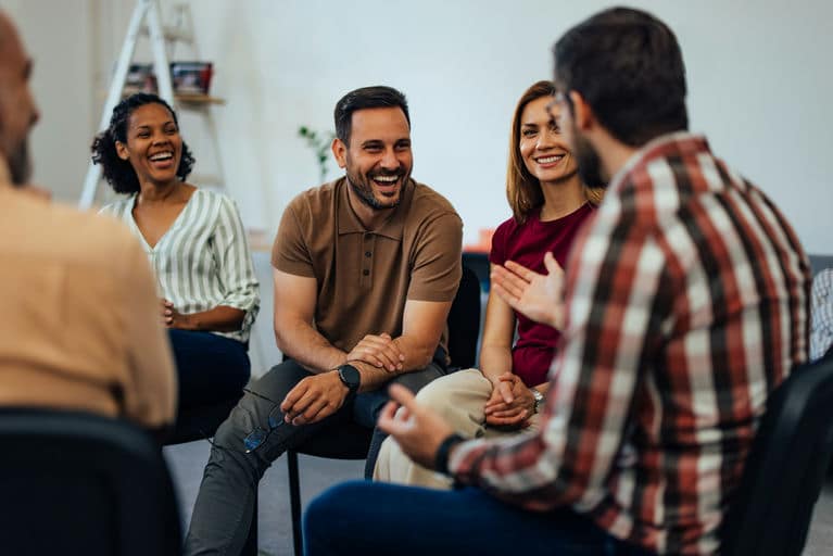 Group therapy session discussing safe Tramadol dosage