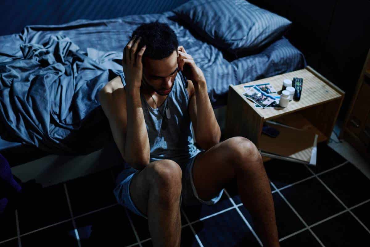 Man struggling with his addiction