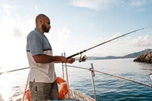 Man fishing as part of his addiction recovery