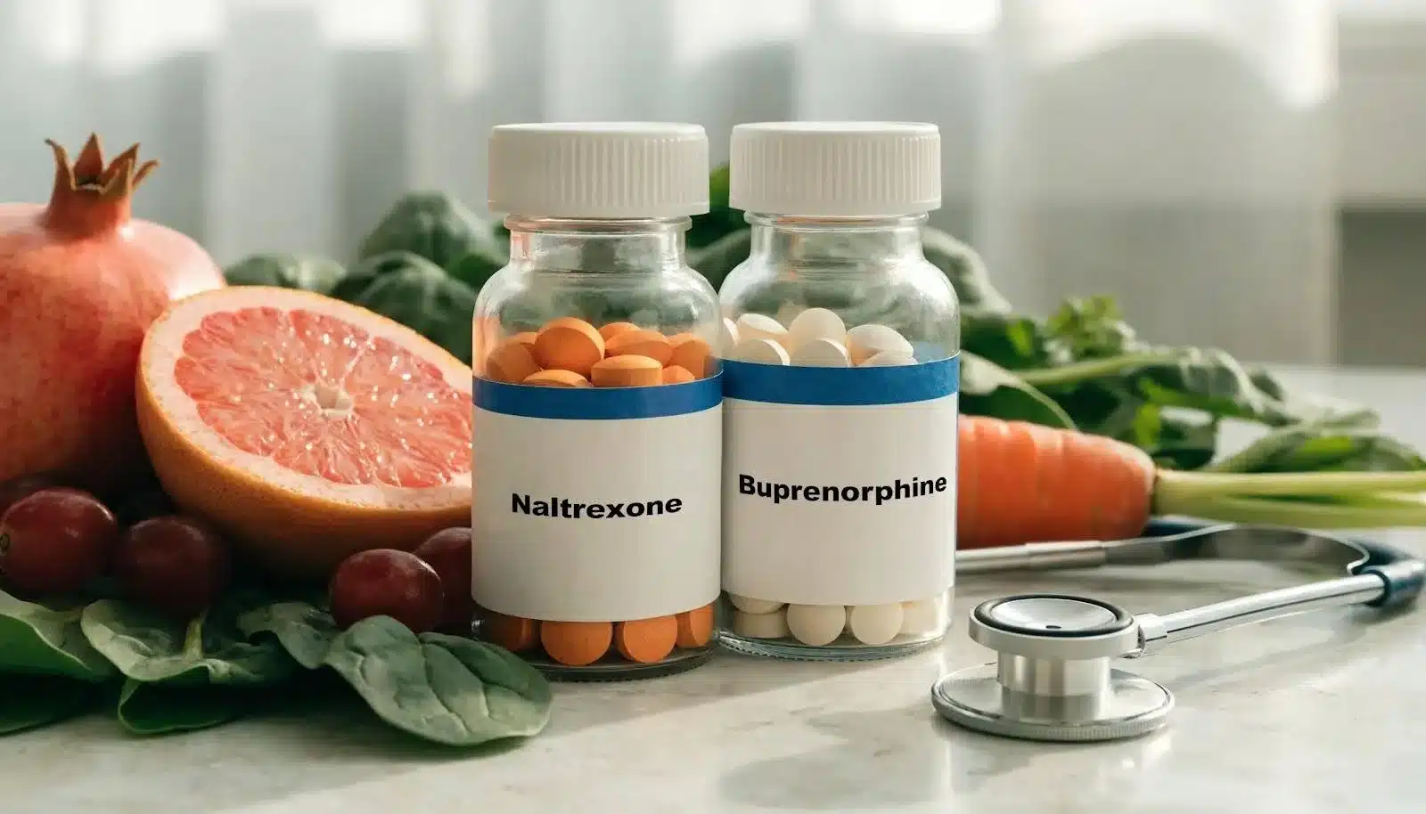 Comparison visual of Naltrexone and Buprenorphine in medication-assisted treatment