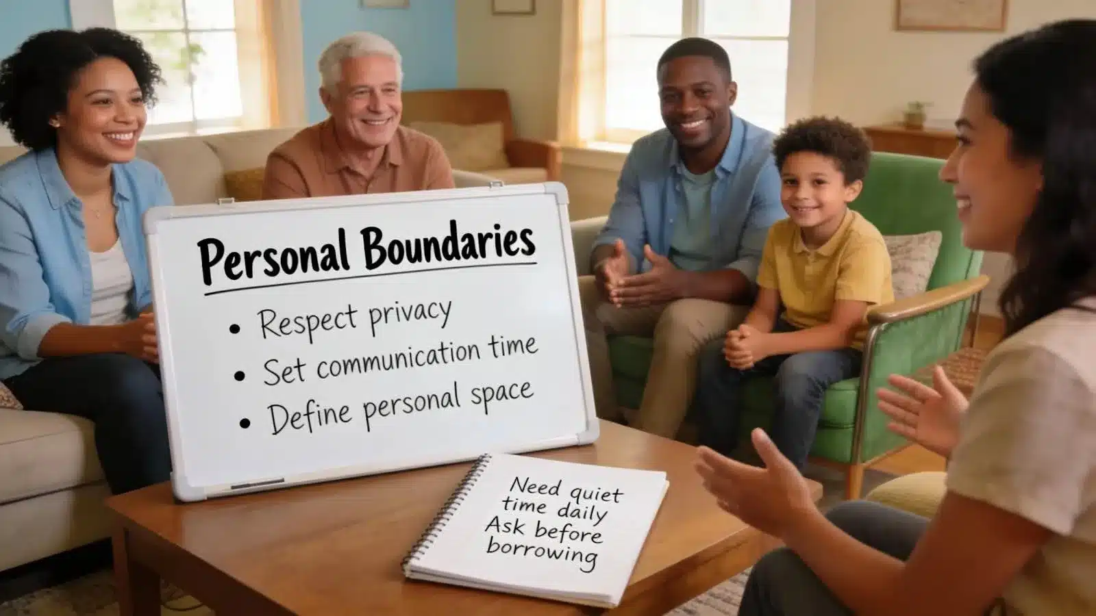 Families discussing healthy boundaries for addiction recovery in a supportive environment